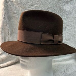 Vintage Scala Crushable Wool Outback Brown Wool Brimmed Hat, Authentic Handmade